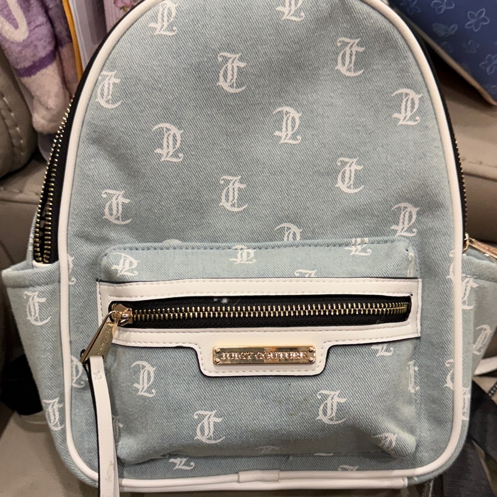 Juicy Couture Light Blue and White Backpack